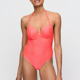 Cassie Herzform Badeanzug – Neonpink