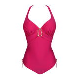 Uvita Tiefdekolletierter Badeanzug – Magenta