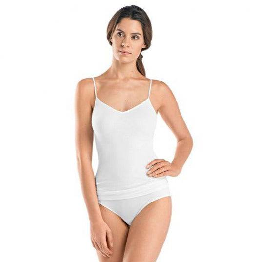 SEA ISLAND COTTON SPAGHETTI TOP | SCHWARZ | WEISS