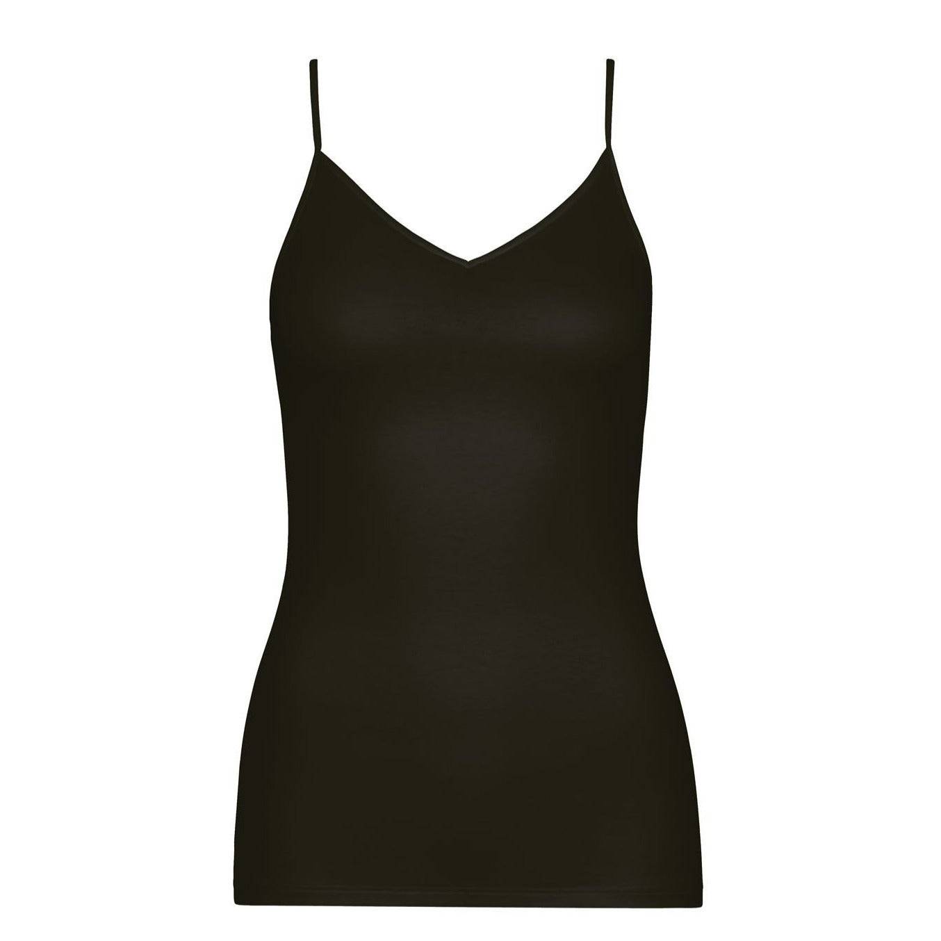 SEA ISLAND COTTON SPAGHETTI TOP | SCHWARZ | WEISS